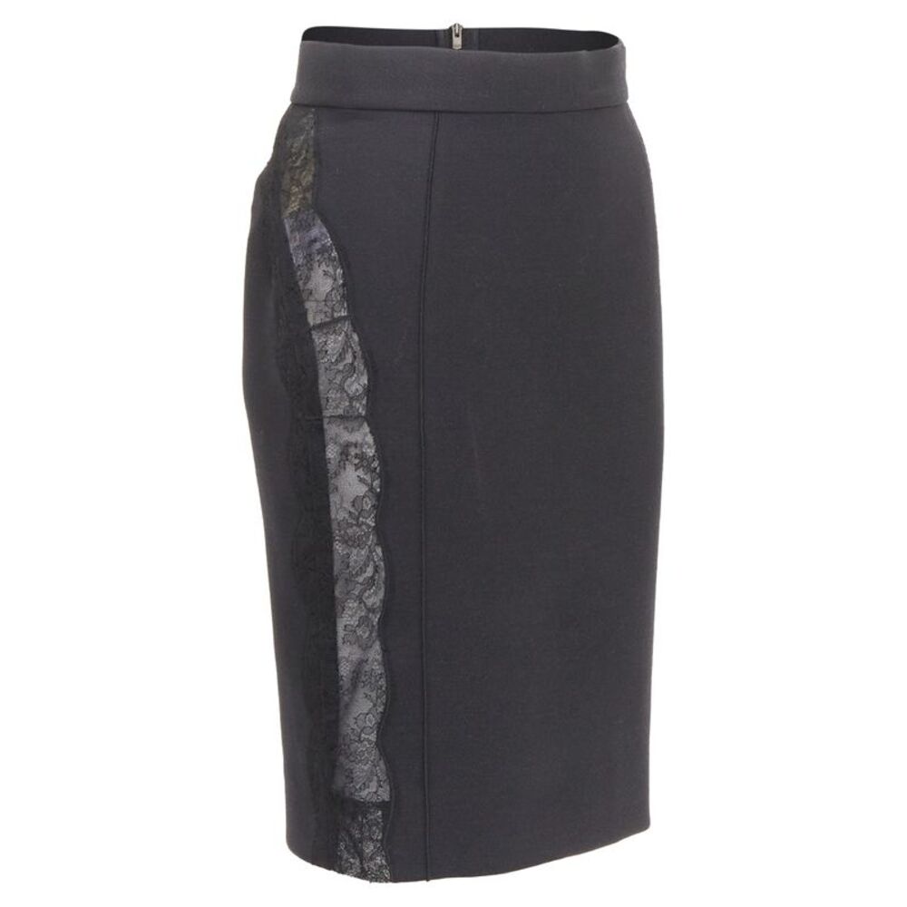 Stella McCartney Black Wool Lace Side Panel Skirt